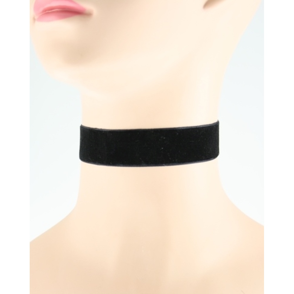 Zac's Alter Ego - Black 1 inch velvet with velcro Foulard - Noir